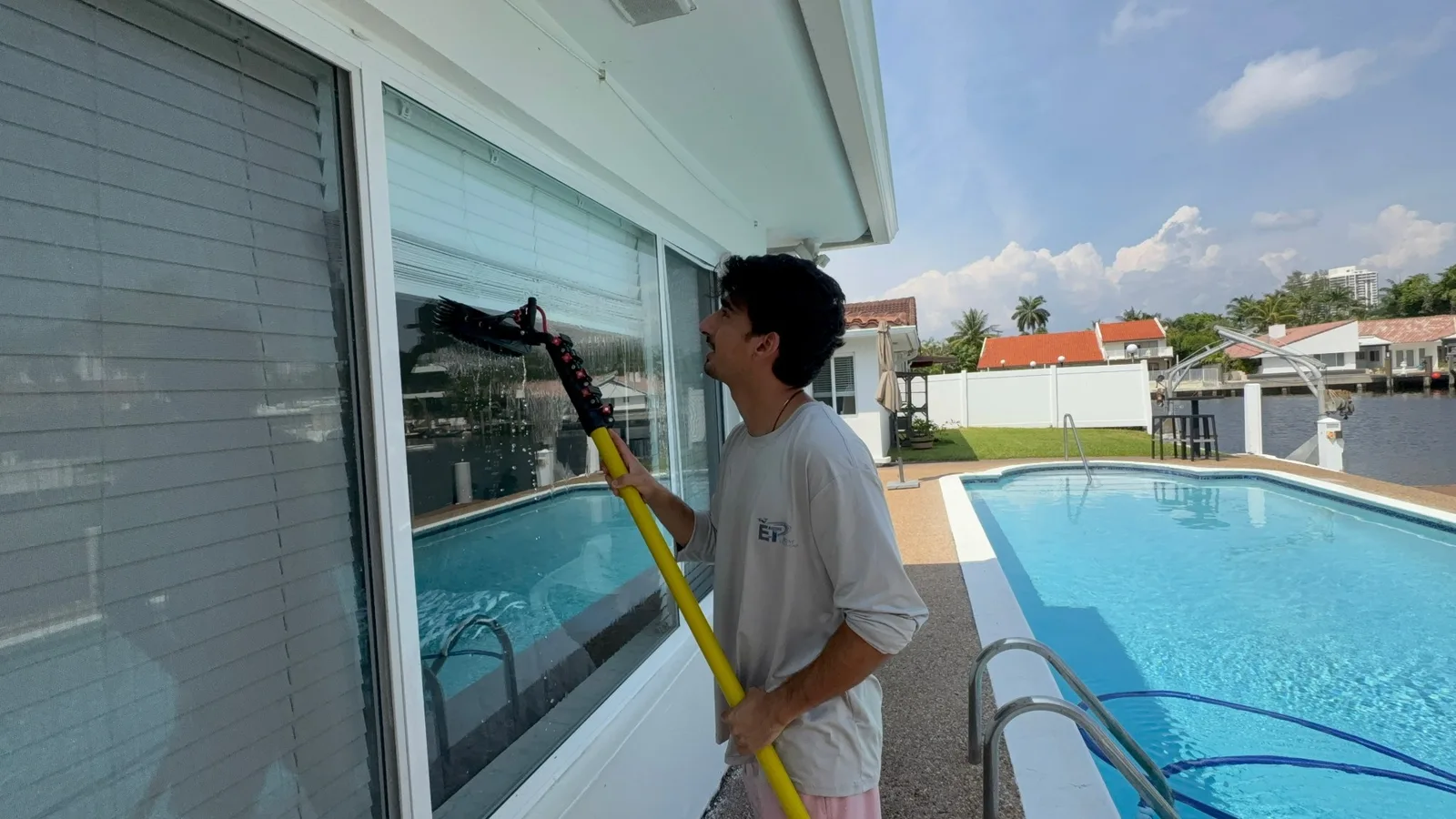 Water fed pole window cleaning