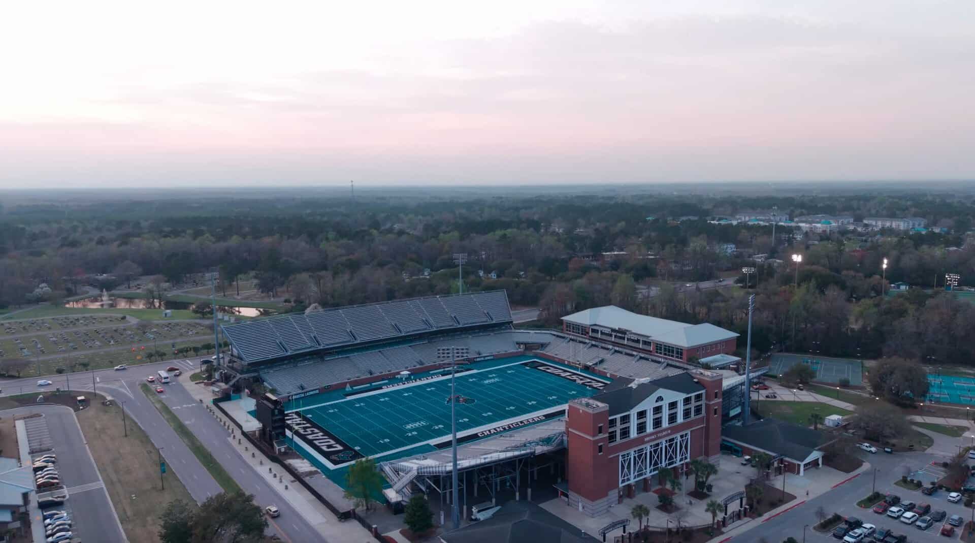 Aerial stadium footage